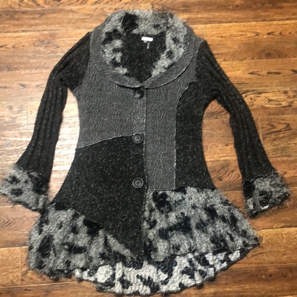 Sioni Sweaters - Sioni Mixed Media Wearable Art Sweater / Cardigan